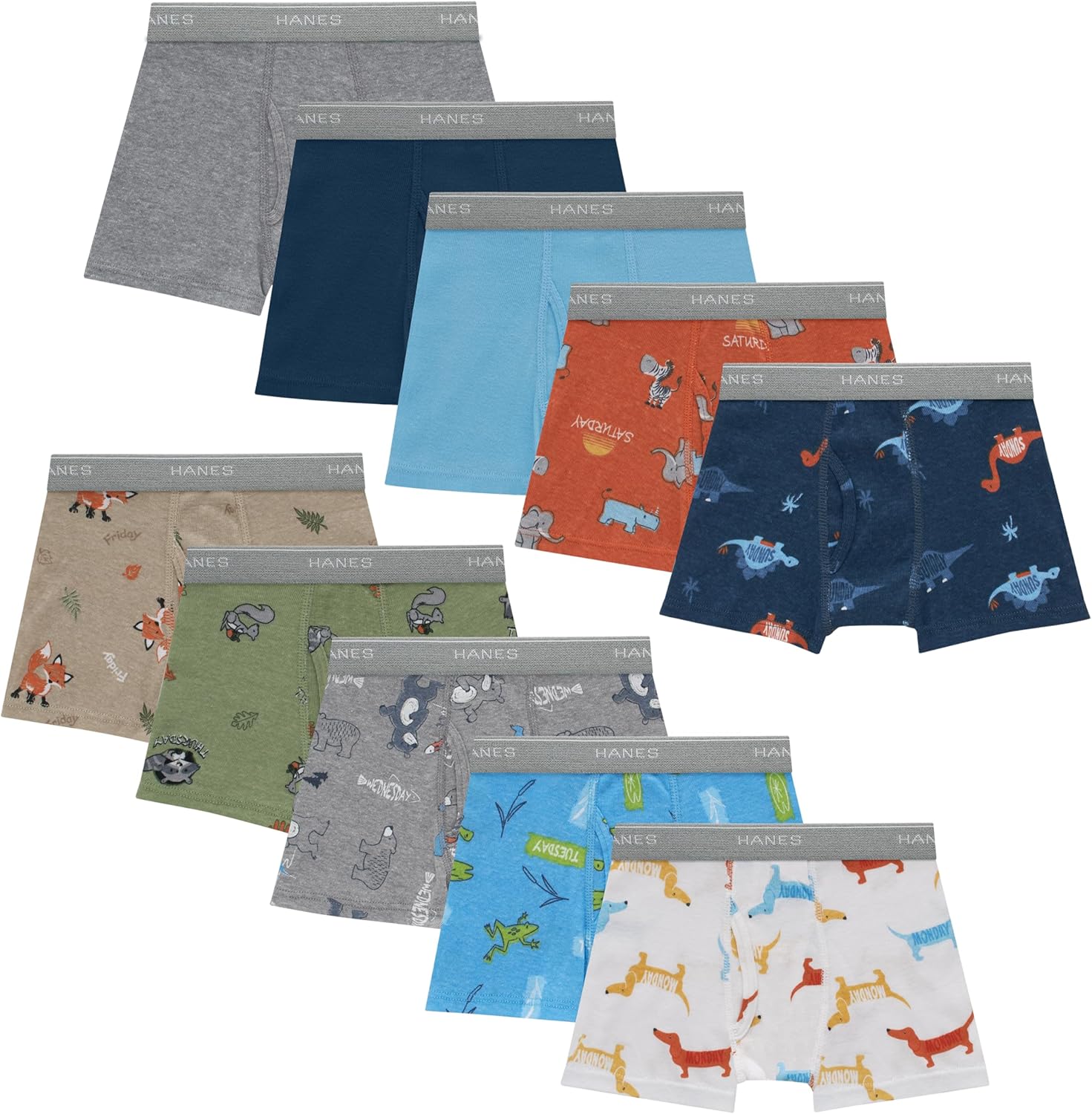 Detalle 2 de Hanes Boys' Boxer Briefs for Kids and Toddlers — Soft Cotton, 7 & 10 Pack