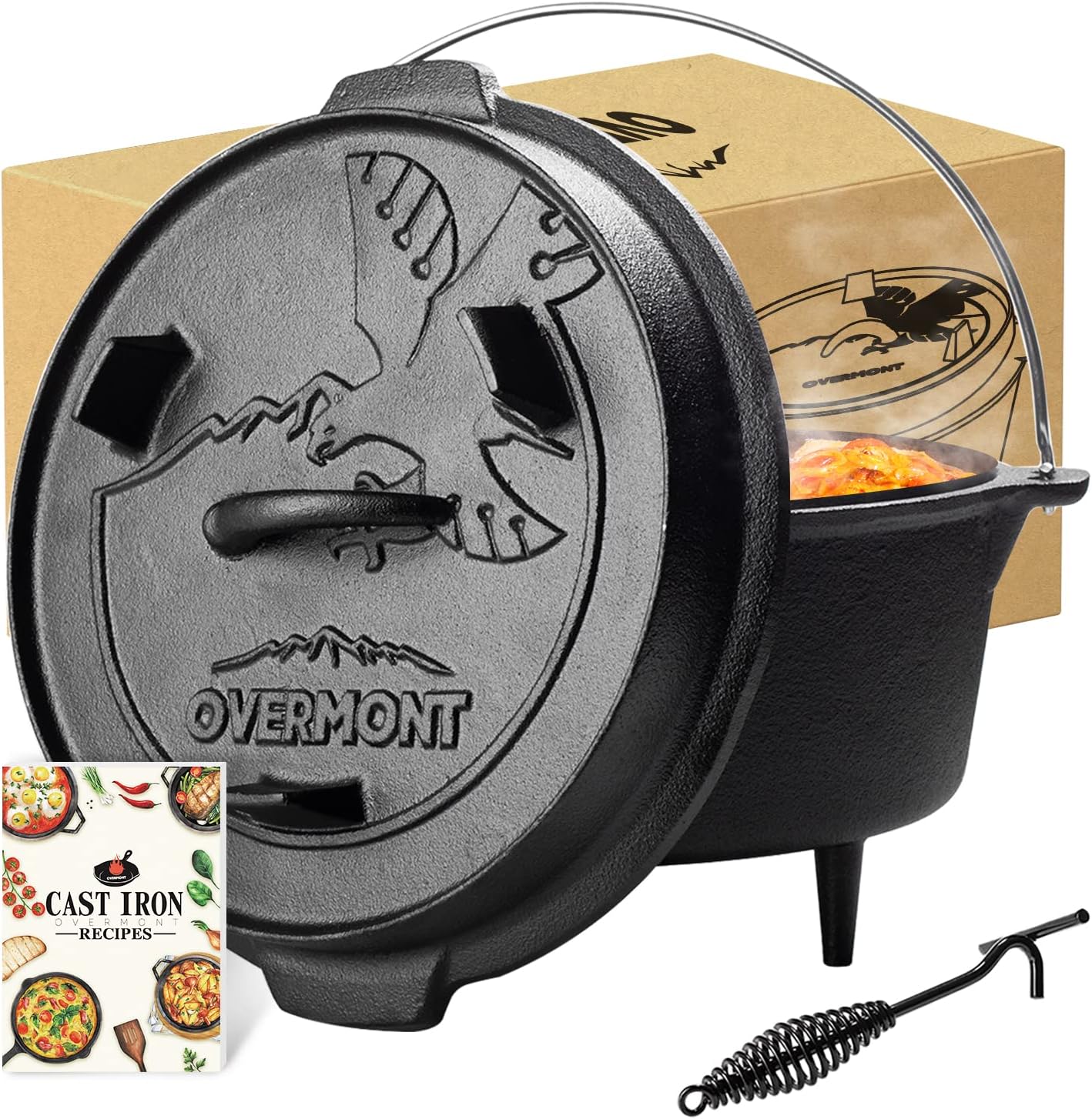Detalle de Overmont 5.7L All-Round Dutch Oven with Dual Function Lid Griddle and Lid Lifter