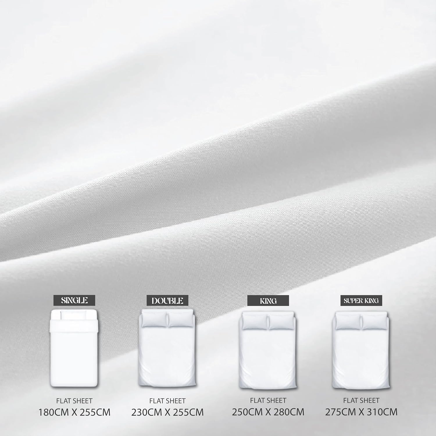 Detalle de APEX FURNISHINGS Egyptian Cotton 300 Thread Count Flat Sheet for Single Bed (180cm x 255cm)