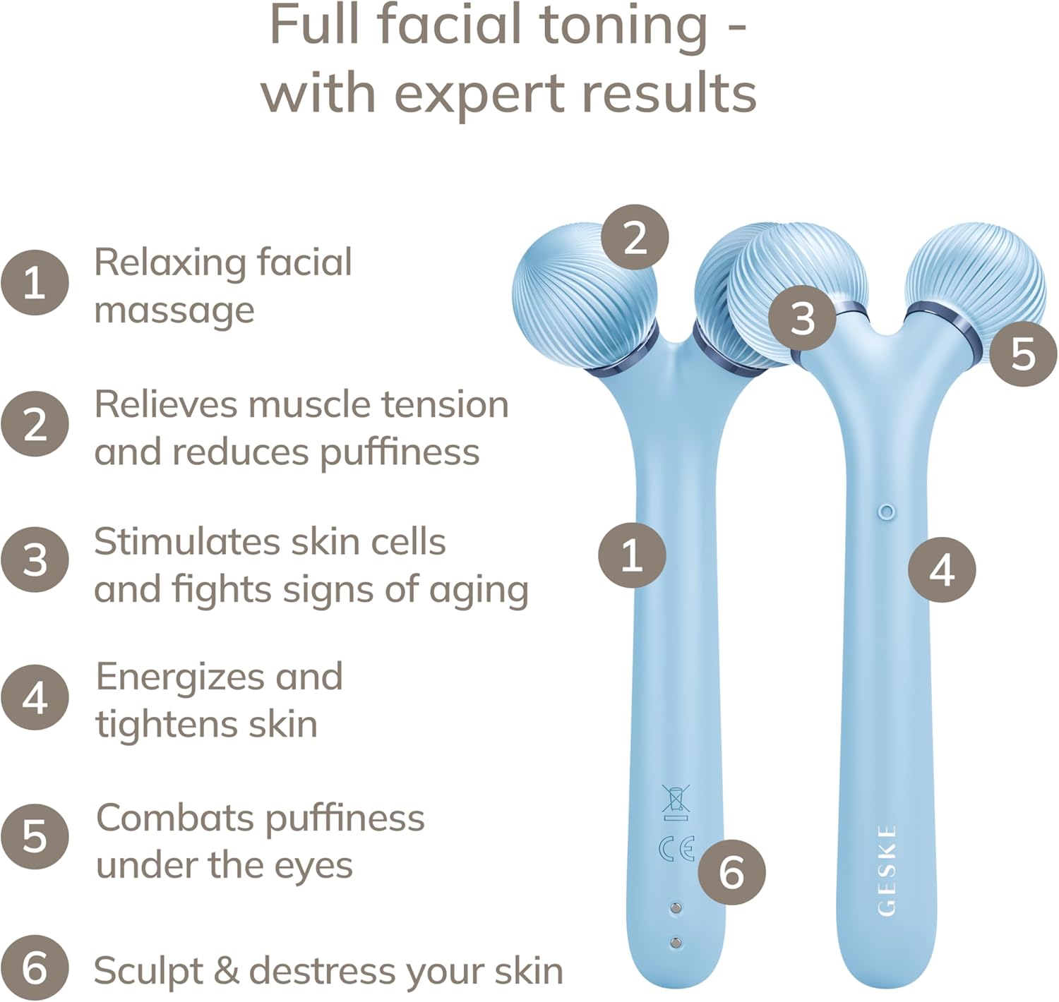 Thumbnail 1 de GESKE Rouleau facial sonique SmartAppGuided 4 en 1 – Raffermit et redessine le visage