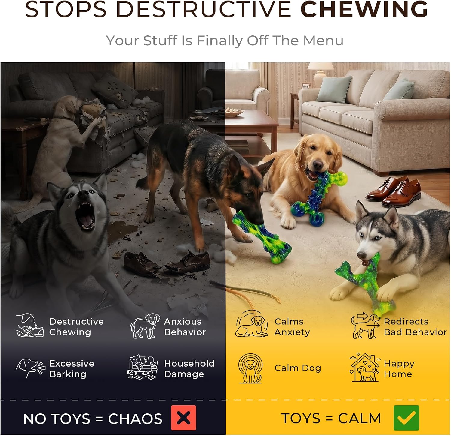 Detalle de ChienBox 3-Pack Nylon Dog Chew Toys for Aggressive Chewers – Bacon Flavour, XL