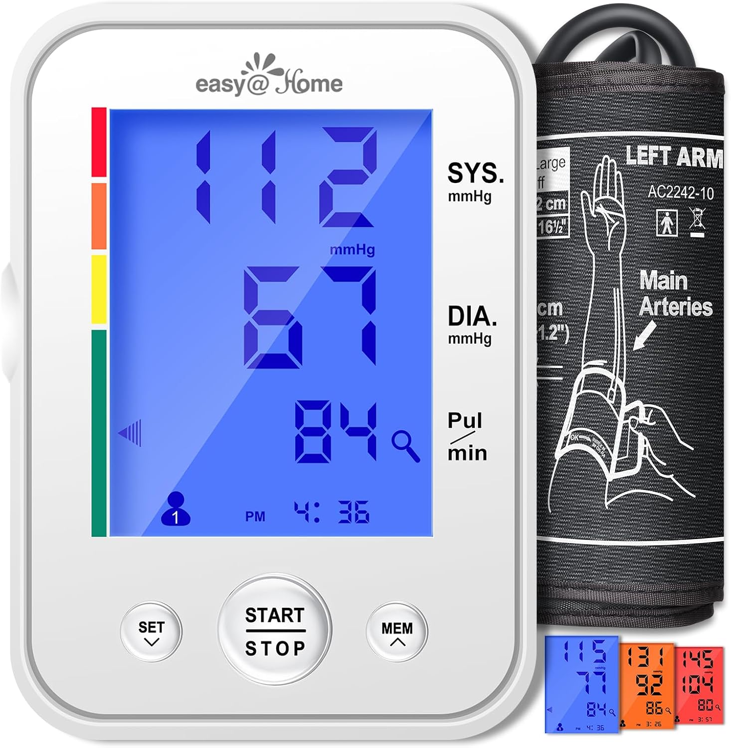 Detalle de Easy@Home EBP-095 Upper Arm Blood Pressure Monitor, 3-Colour Display