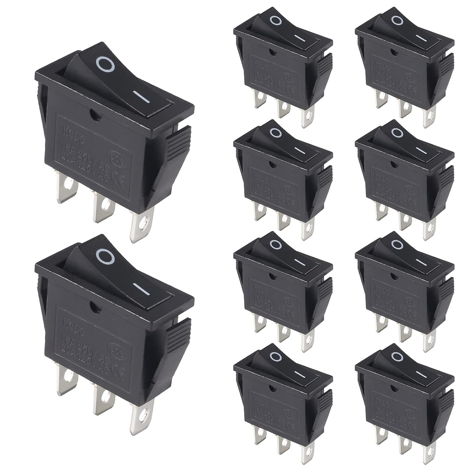 Thumbnail 5 de 10 x ON/OFF mini boat rocker switch (2-pin, SPST) — 6A/250V 10A/125V, red