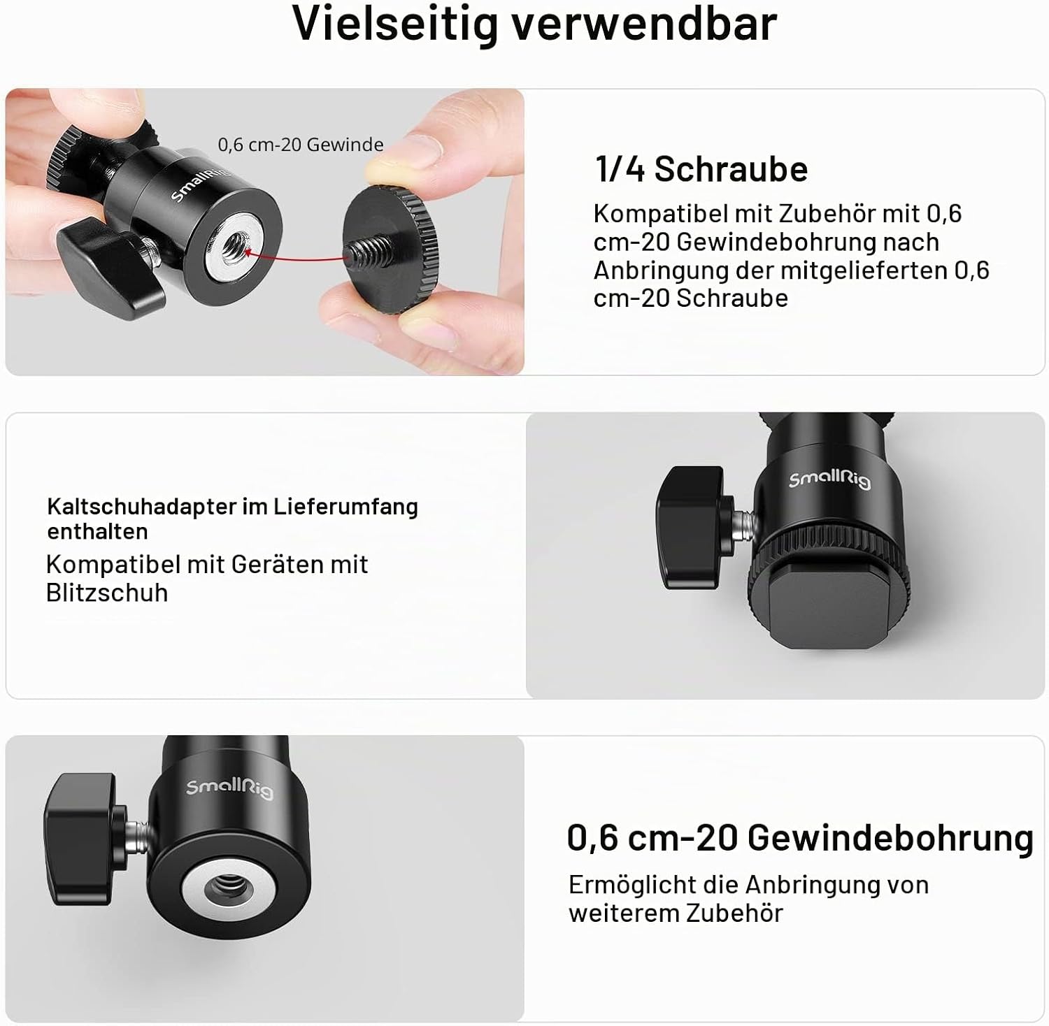 Thumbnail 4 de SmallRig Mini Ball Head 2er-Set mit Cold-Shoe-Adapter (2059) für DSLR/Monitor