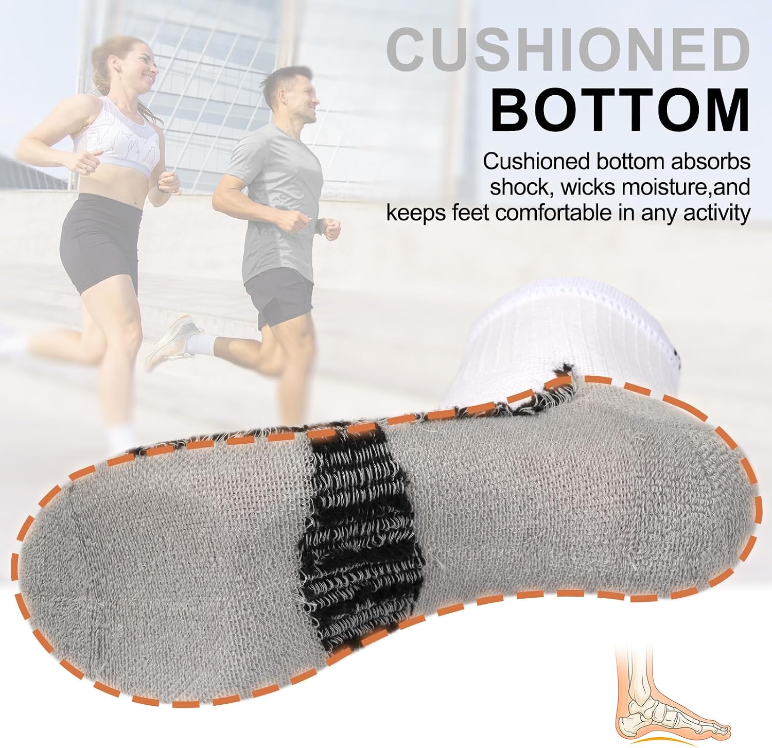 Detalle de ILovDaisy Running Trainer Socks for Men – Cushioned, Anti-Blister Ankle Socks (6 Pairs)