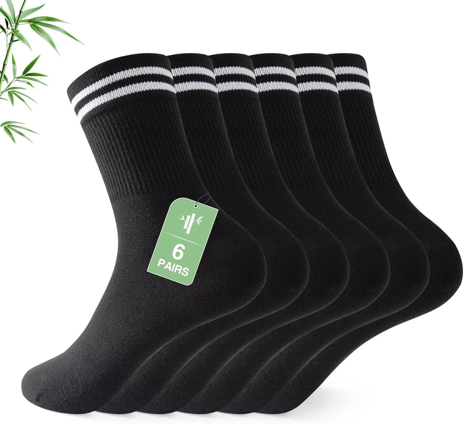 Thumbnail 6 de FALARY 6/12 Pairs Bamboo Sports Crew Socks (Mens & Womens) – Breathable, Odour-Resistant