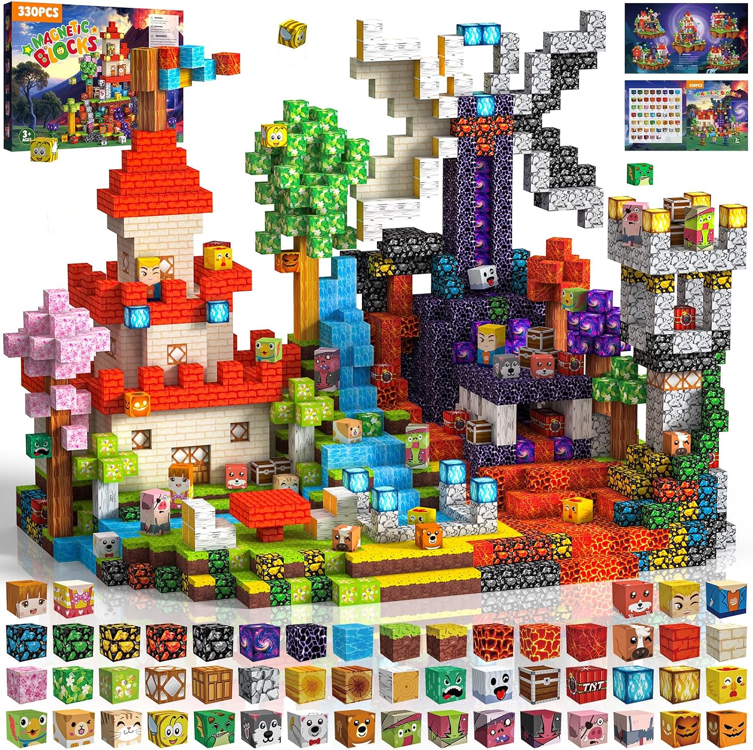 Detalle de Crifeton Costruzioni Magnetiche per Bambini 330Pezzi 2 cm – Giochi Cubi Magnetici Montessori per 3+