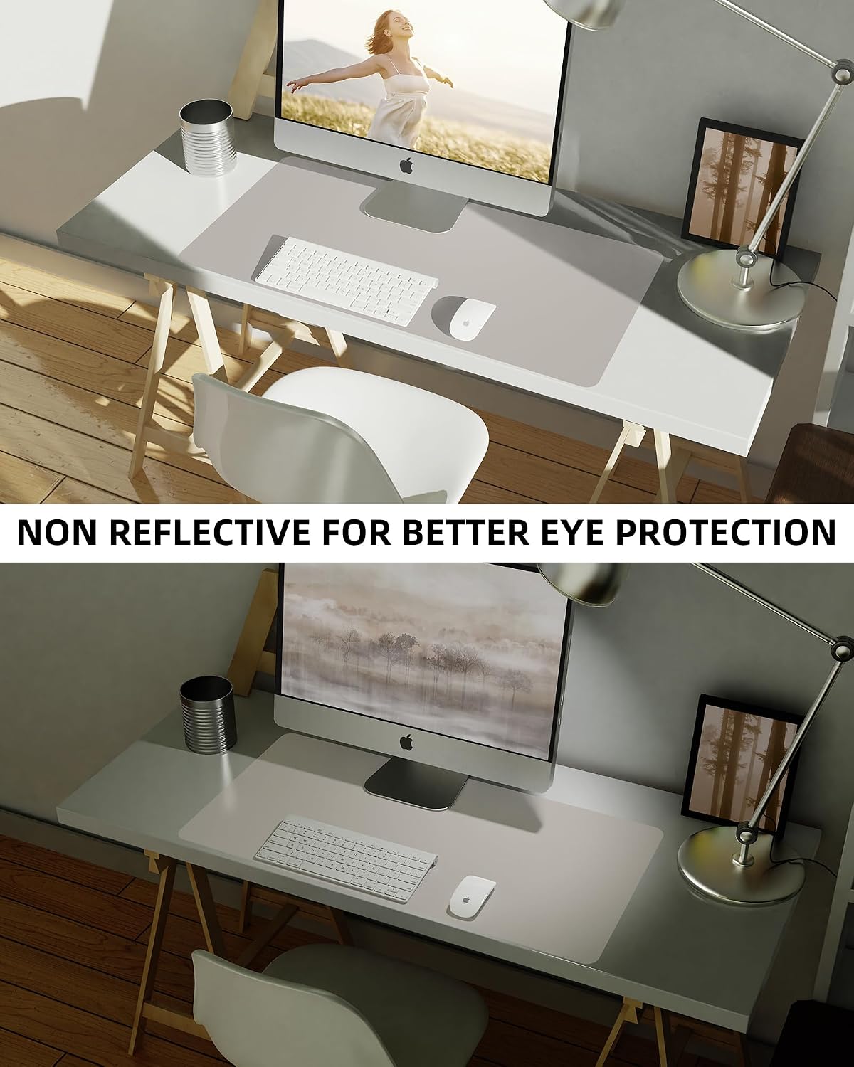 Thumbnail 6 de AFIING D-3517-Light Grye PU Leather Desk Mat, 35 x 17, Light Grey