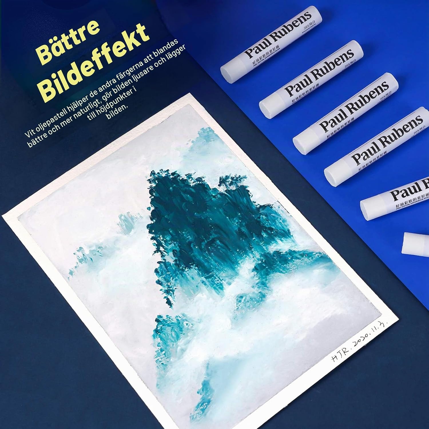 Detalle de Paul Rubens B1000137 vita oljepastellkritor, 6-pack för blandning och ljusa detaljer
