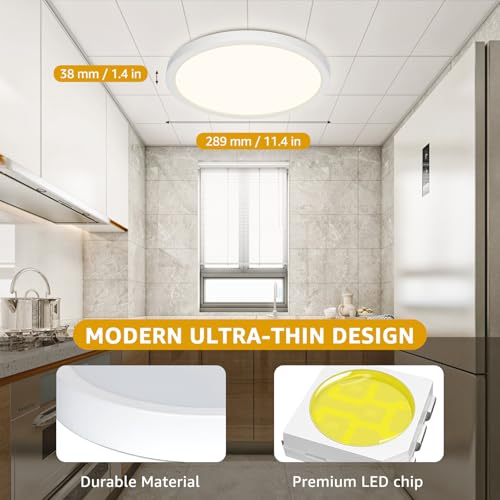 Detalle 2 de Plafón LED de Techo GREAT JACOB 24W, Ø29 cm, 3 Temperaturas de Color (3000K/4000K/6500K) – Lámpara Circular Ultra Delgada
