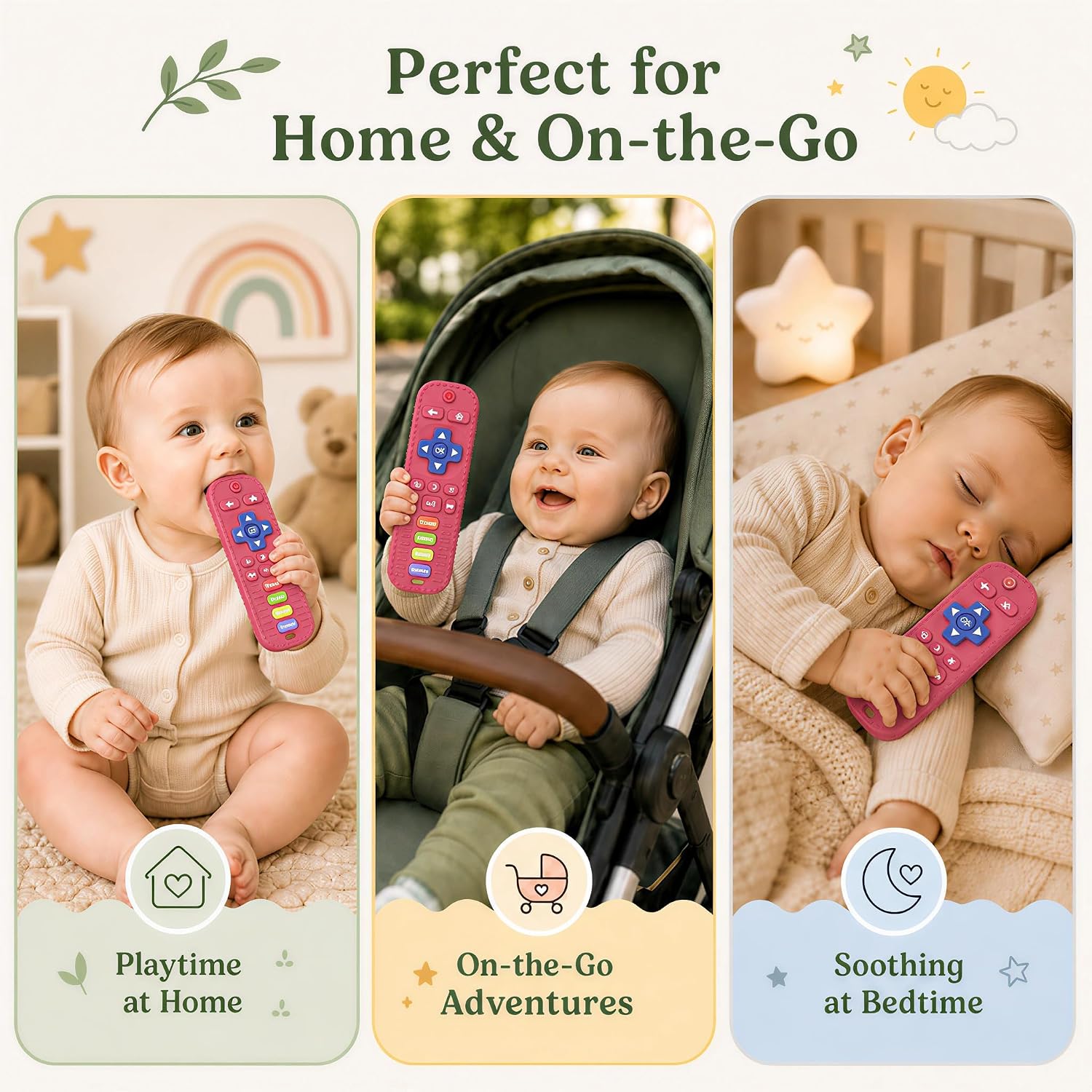 Thumbnail 4 de Meartchy Remote Control Silicone Teether for Babies, Pink with Textured Surfaces