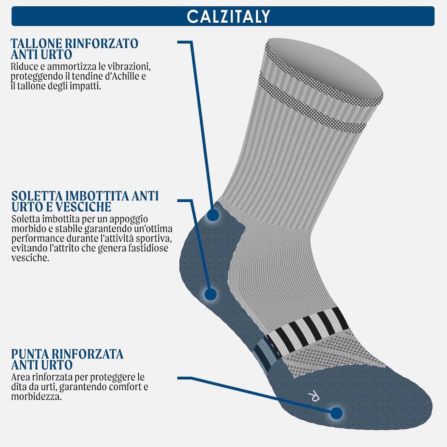 Thumbnail 2 de CALZITALY PACK 2-3-6 PAIA: Calze sportive unisex in cotone con suola, comfort italiano