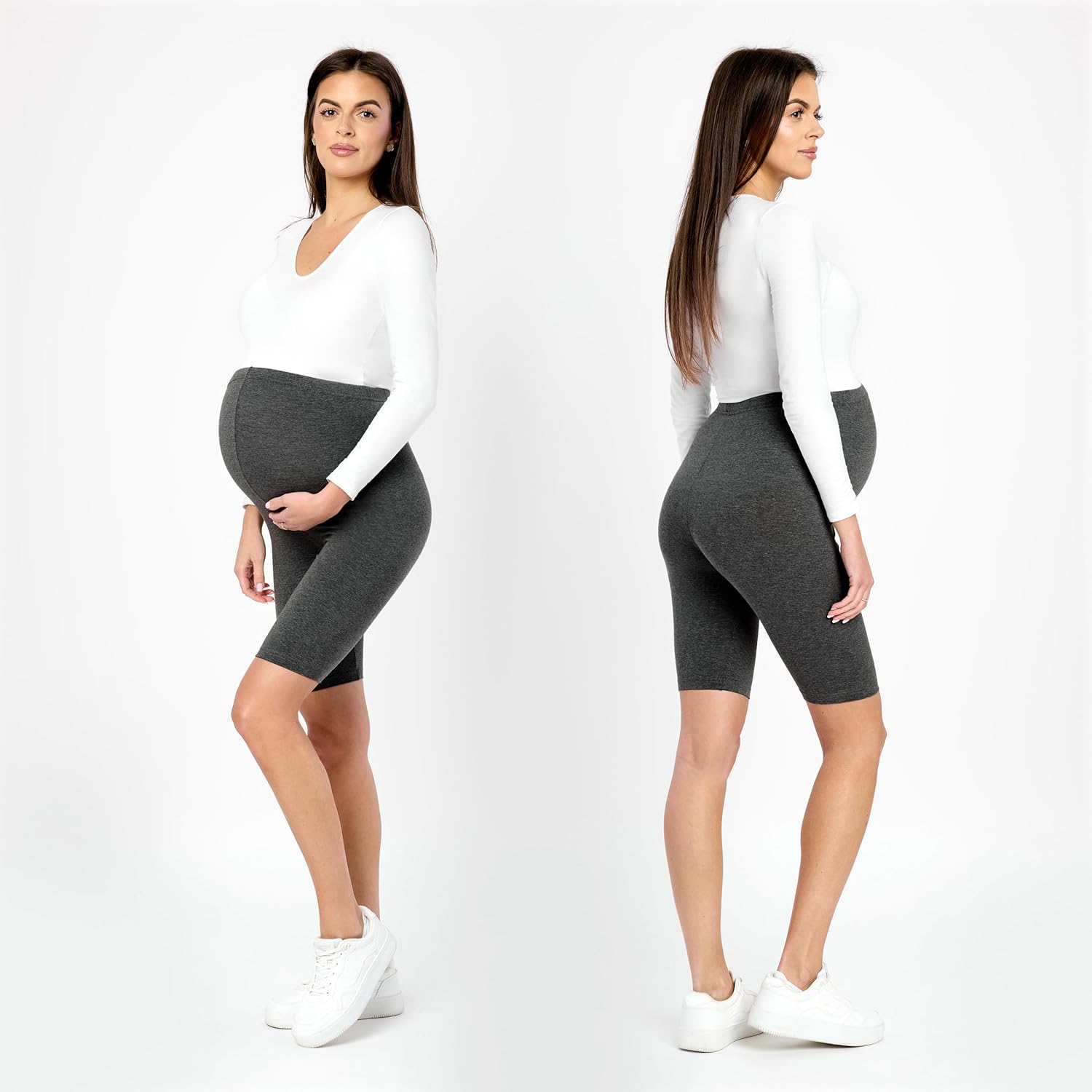Thumbnail 1 de Be Mammy Leggings premaman corti BE20-228 a vita alta in cotone con elastan