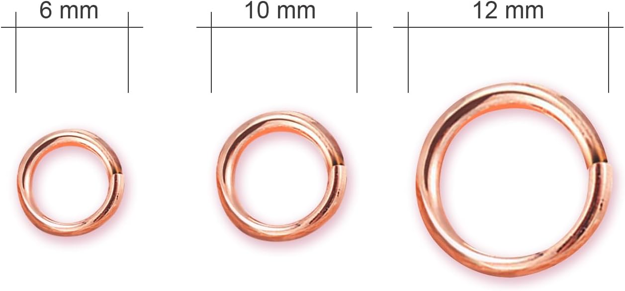 Detalle de 6mm Open Jump Rings in Rose Gold for Jewellery Making – 240 Rings per Pack