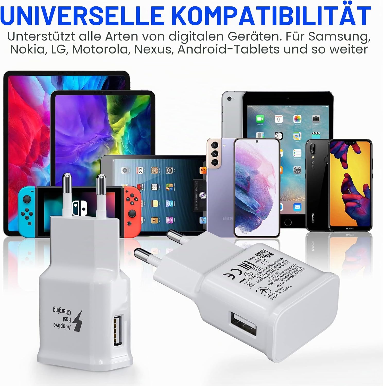 Thumbnail 1 de 4er-Set USB Schnellladegerät Stecker für Samsung Galaxy & mehr – AFC kompatibel, 15 W