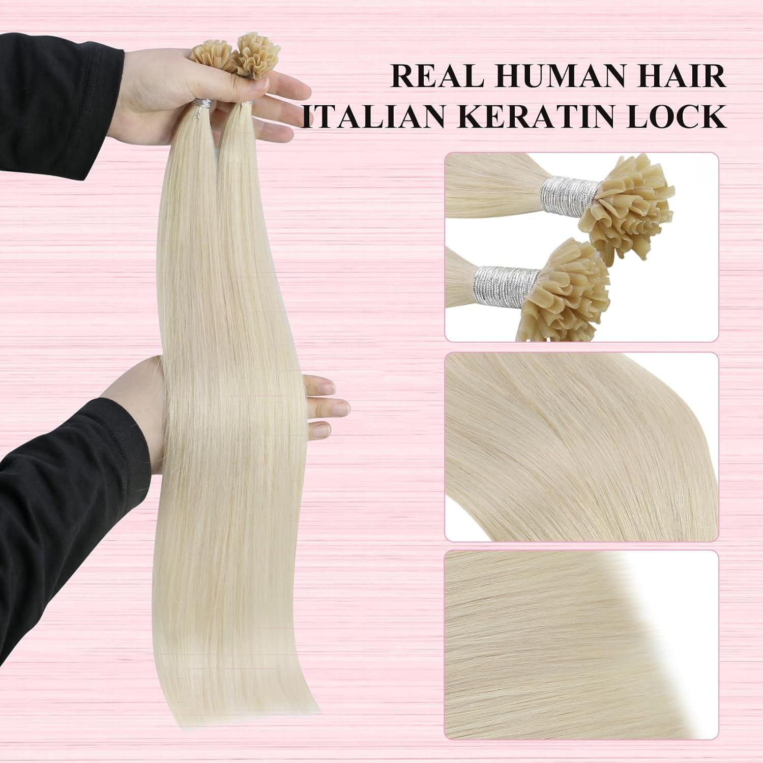Detalle de YoungSee Echthaar Bondings Platinblond 40 cm – Keratin Bonding Extensions