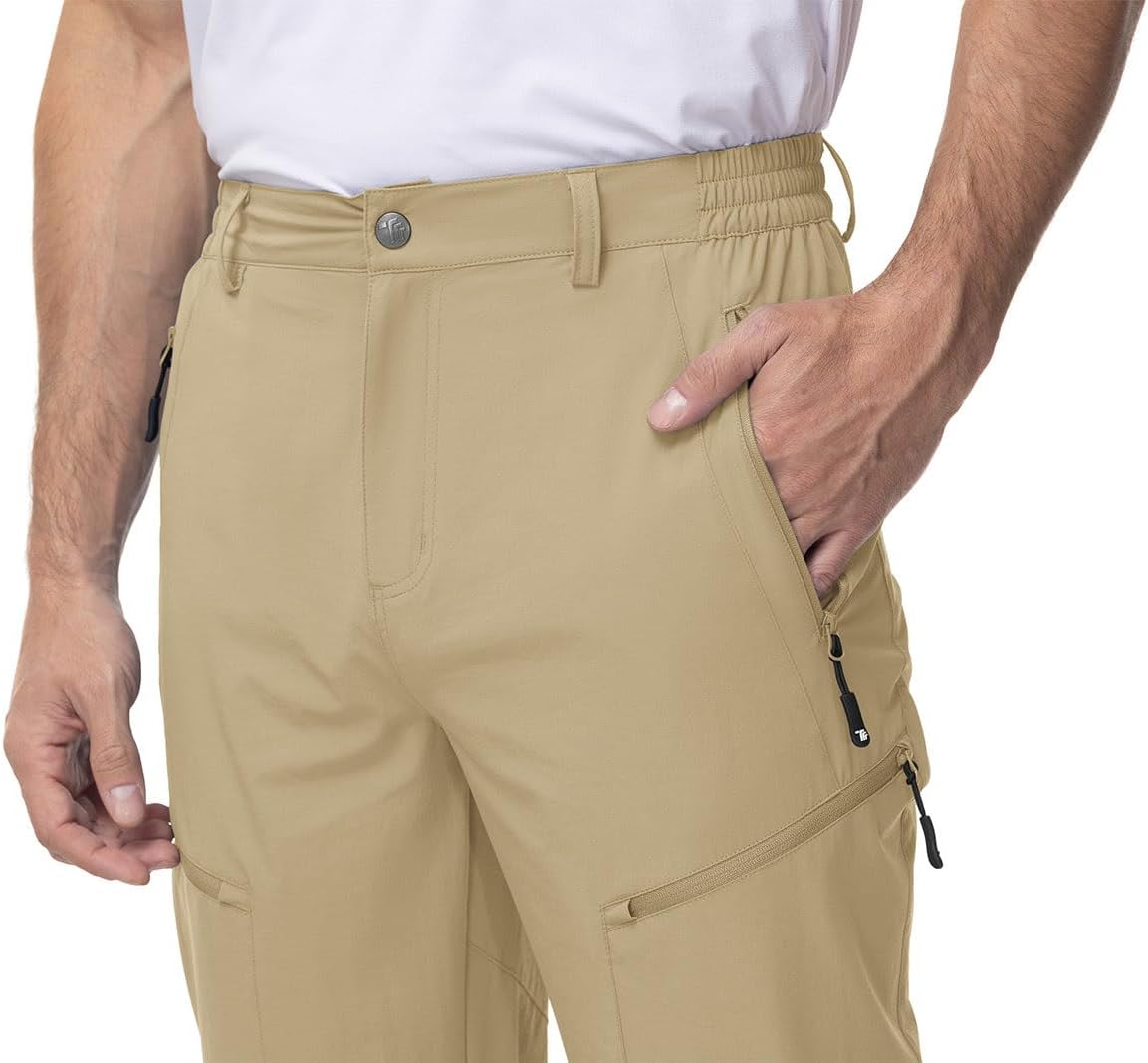 Detalle 2 de YSENTO Men's Cargo Hiking Pants, Lightweight Stretch, 5 Zipper Pockets