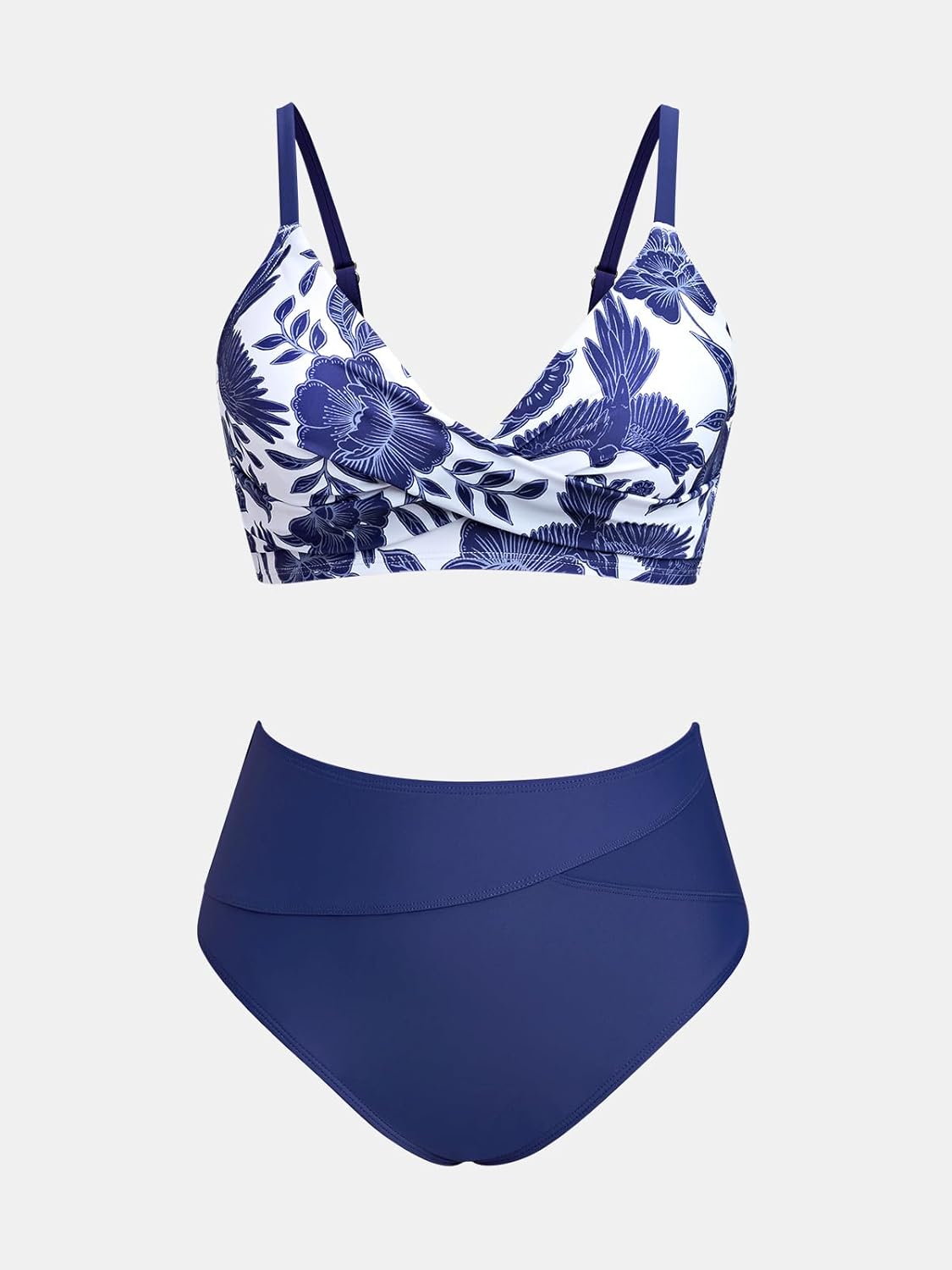 Detalle de CUPSHE Femme Bikini Torsadé Taille Haute – Ensemble 2 pièces avec Cups amovibles et bretelles réglables