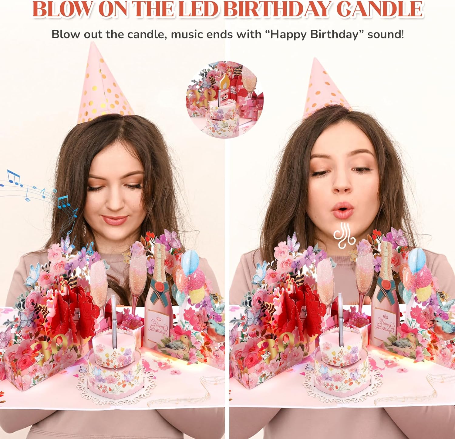 Thumbnail 1 de Ecloverlife 30th Birthday Card for Women — Musical, Light-Up Pop-Up Celebration