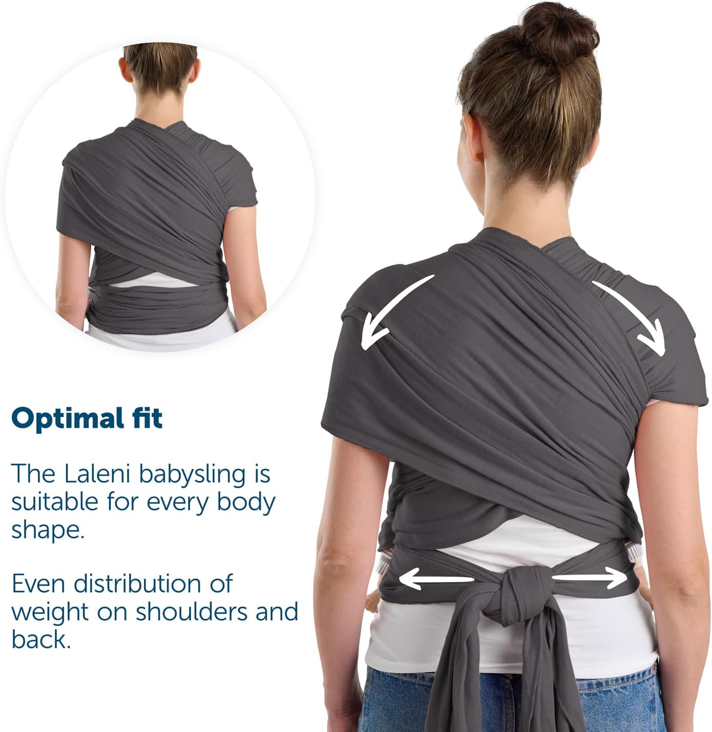 Detalle 1 de Laleni Baby Wrap, 100% Cotton Carrier, 5.10 m, OEKO-TEX Certified, Grey
