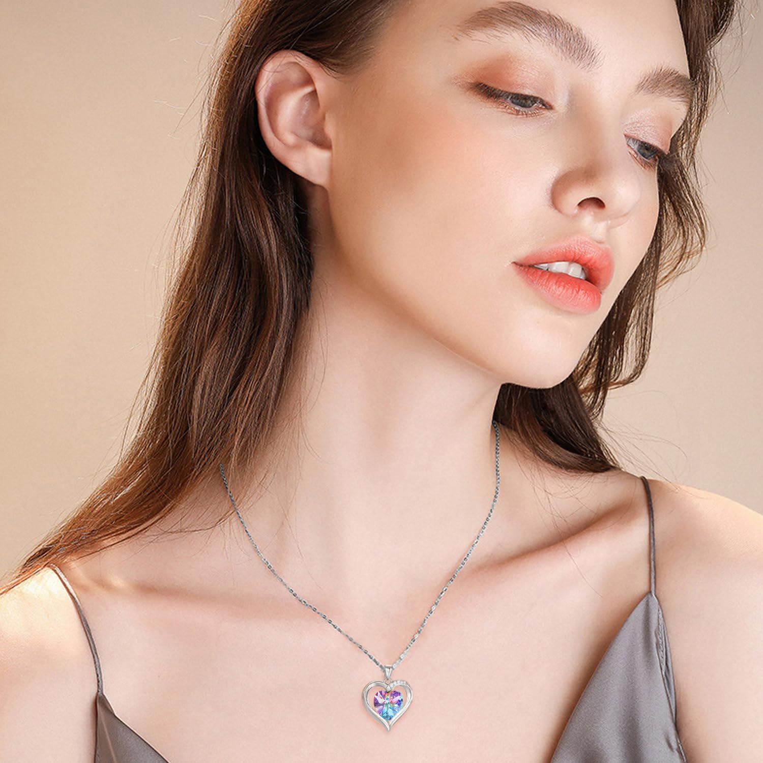 Thumbnail 1 de GEORGE · SMITH collana da donna con ciondolo cuore in cristallo placcato oro rosa 18 carati