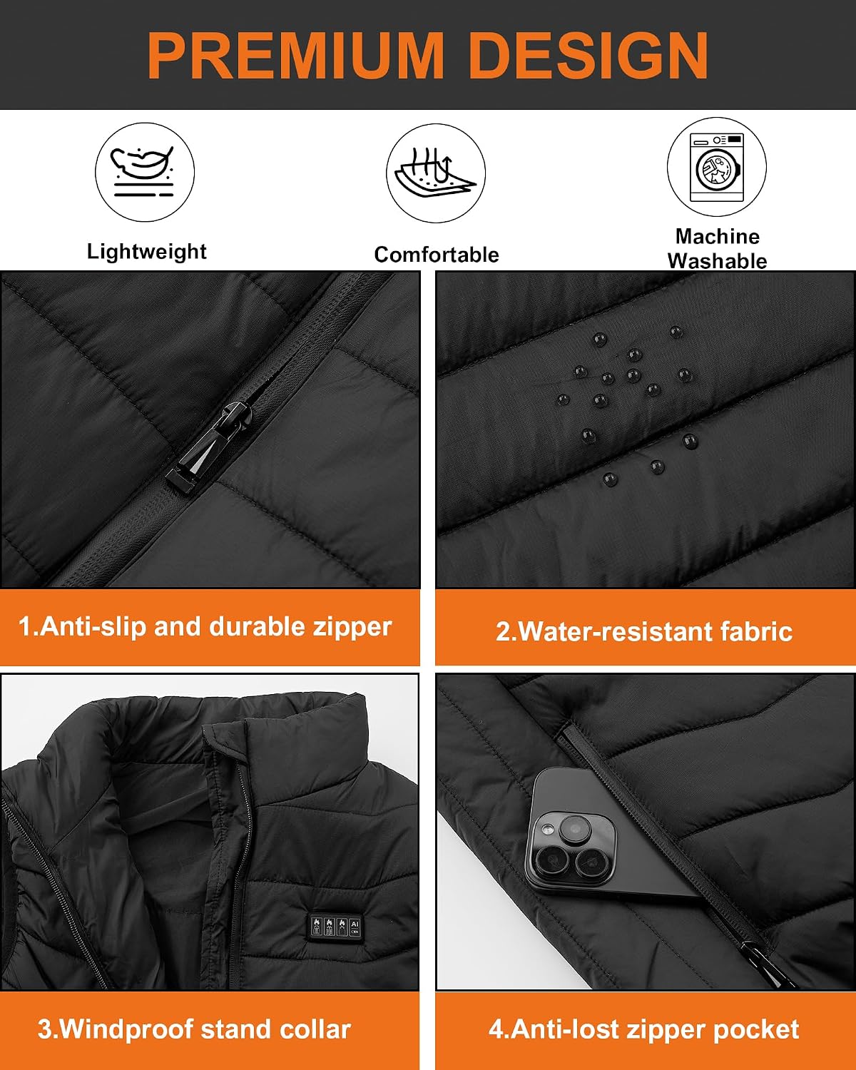 Detalle 1 de Techstuph Heated Vest for Men and Women, 26 Heating Zones, Dual Power