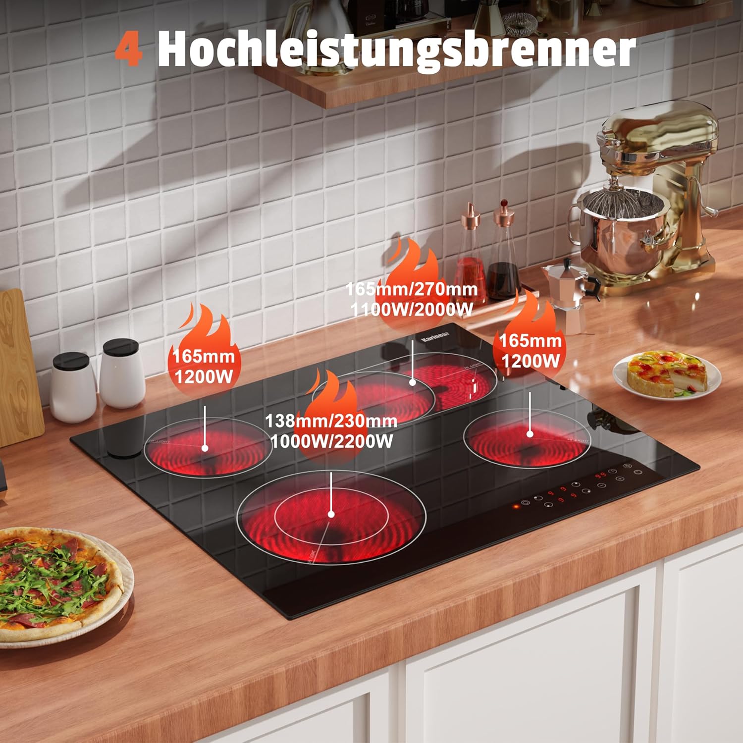 Thumbnail 2 de Karinear Glaskeramikkochfeld 4 Platten 6600 W