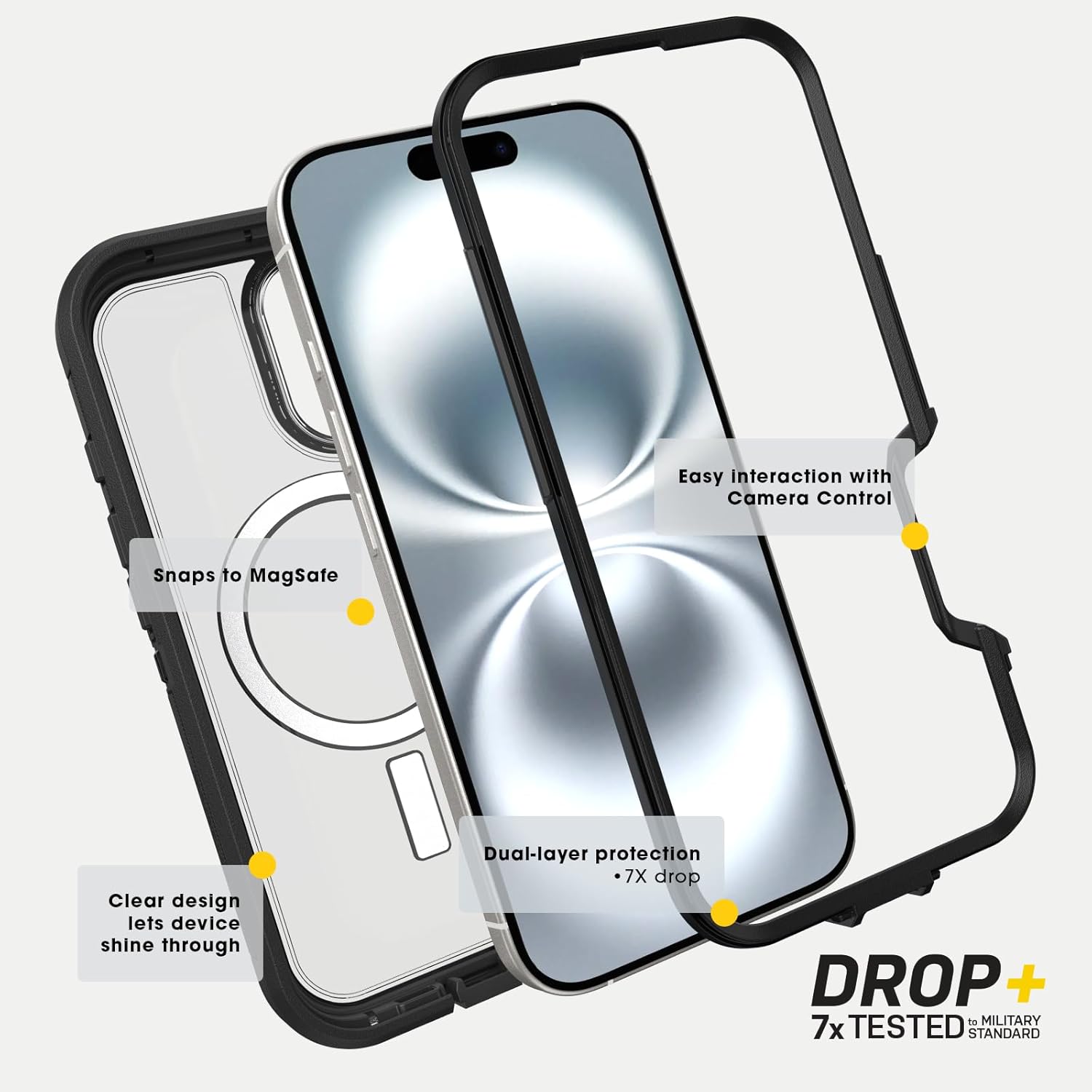Thumbnail 5 de OtterBox iPhone 16 Pro Defender Series XT Clear Case – Dark Side
