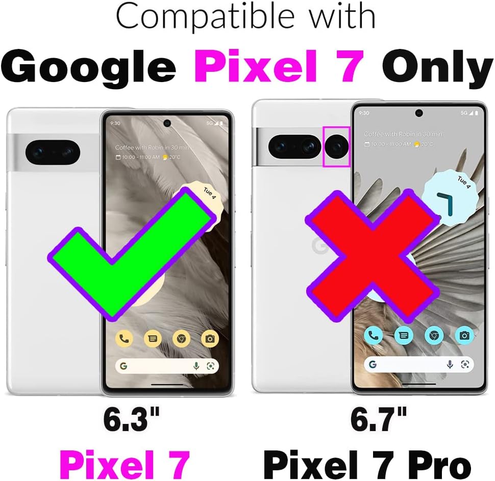 Thumbnail 1 de Asuwish Klapphülle für Google Pixel 7 – Leder Wallet mit Kartenfächern, Reißverschluss, Ständer und Schutzfolie