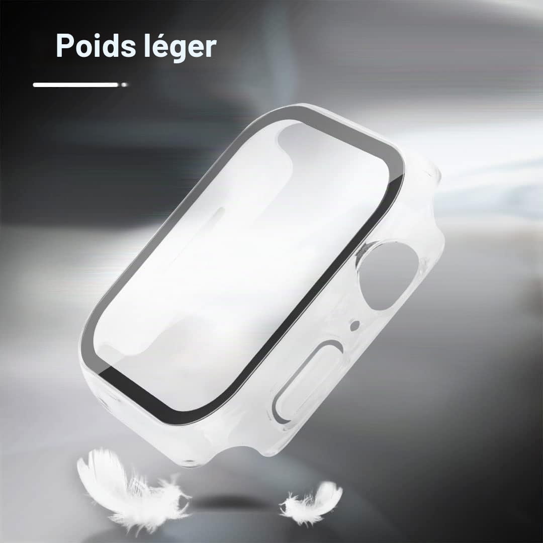 Thumbnail 6 de AOTUAO: Coque PC 4 pièces pour Apple Watch Series 9/8/7 41mm avec Protecteur d’écran en Verre Trempé (2 noirs + 2 transparents)