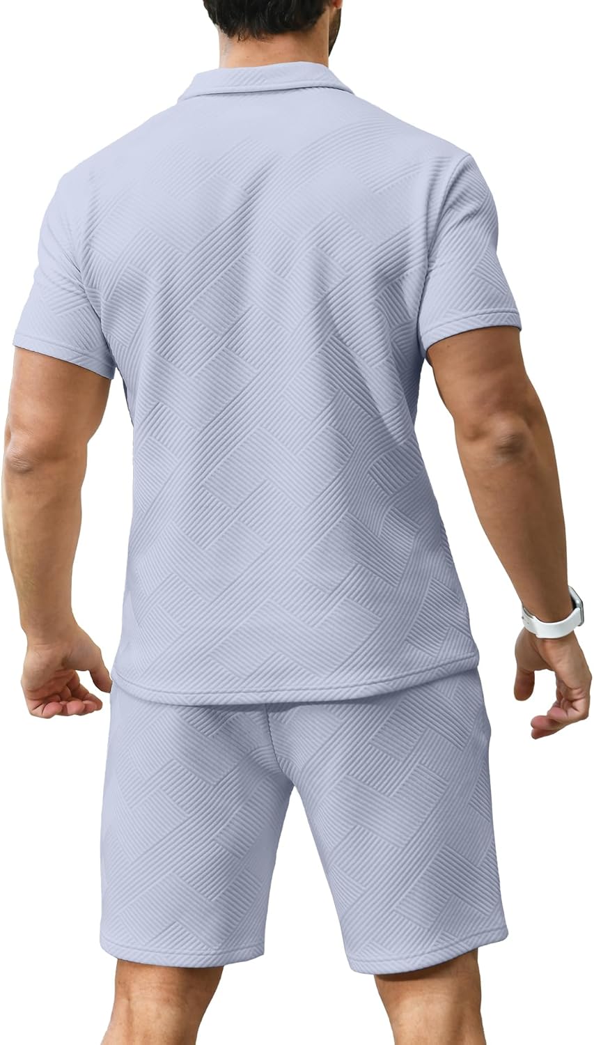 Thumbnail 3 de KUYIGO Herren Poloshirt & Shorts 2-Teiliges Set – Sommer Trainingsanzug