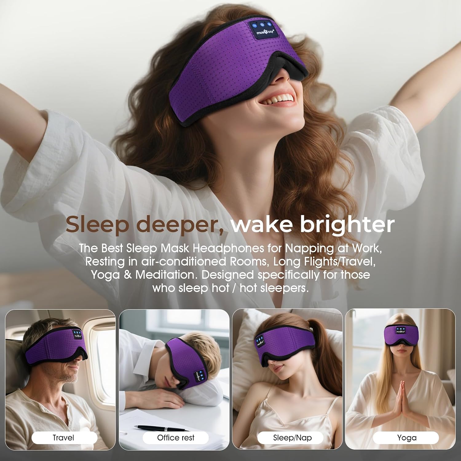 Thumbnail 6 de MUSICOZY Sleep Headphones for Side Sleepers (Bluetooth sleep mask, 100% blackout) with up to 14H playtime