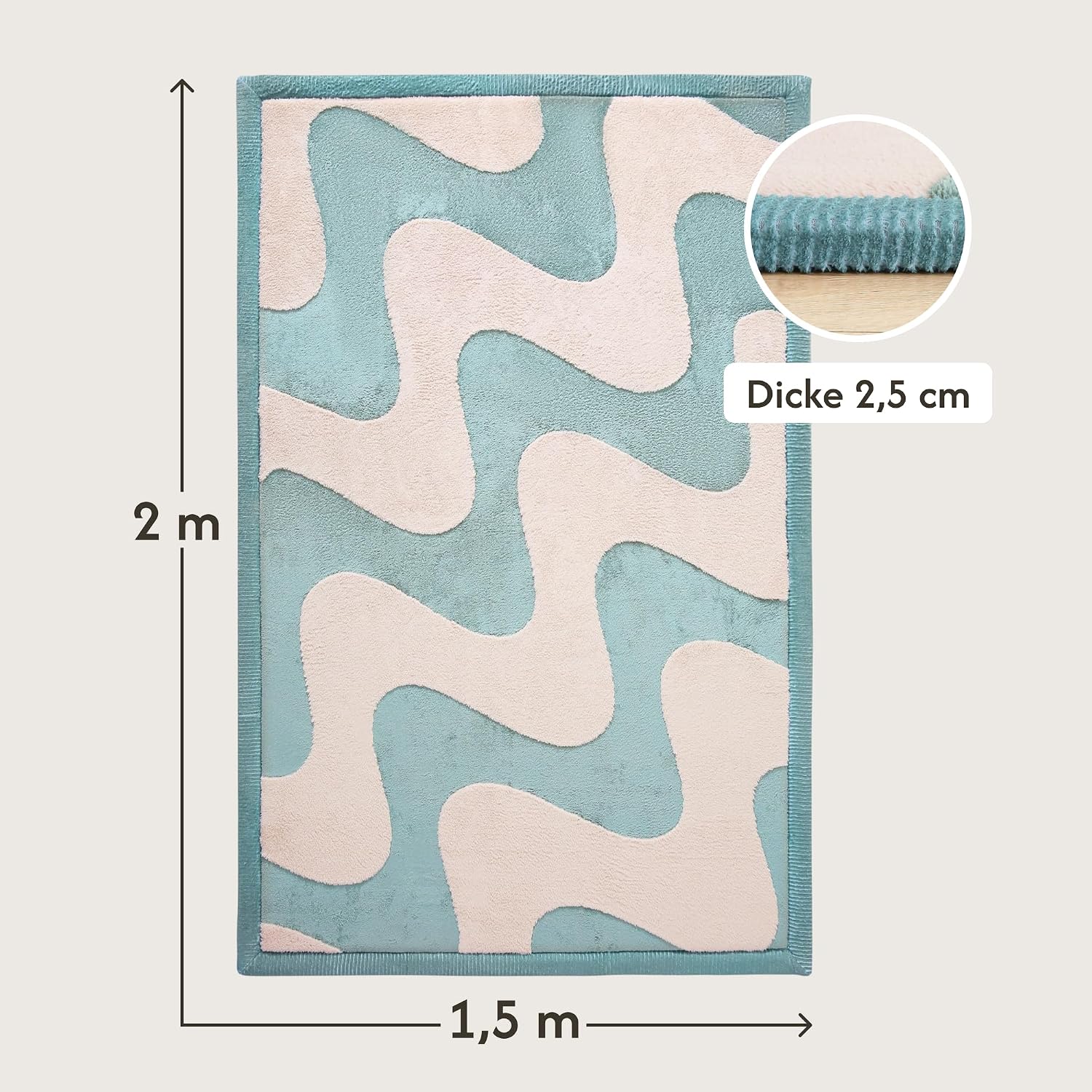 Thumbnail 1 de Wolkenweiche Spielmatte Baby 200x150x2,5cm – Wellen-Design mit Memory-Schaum und rutschfester Unterseite