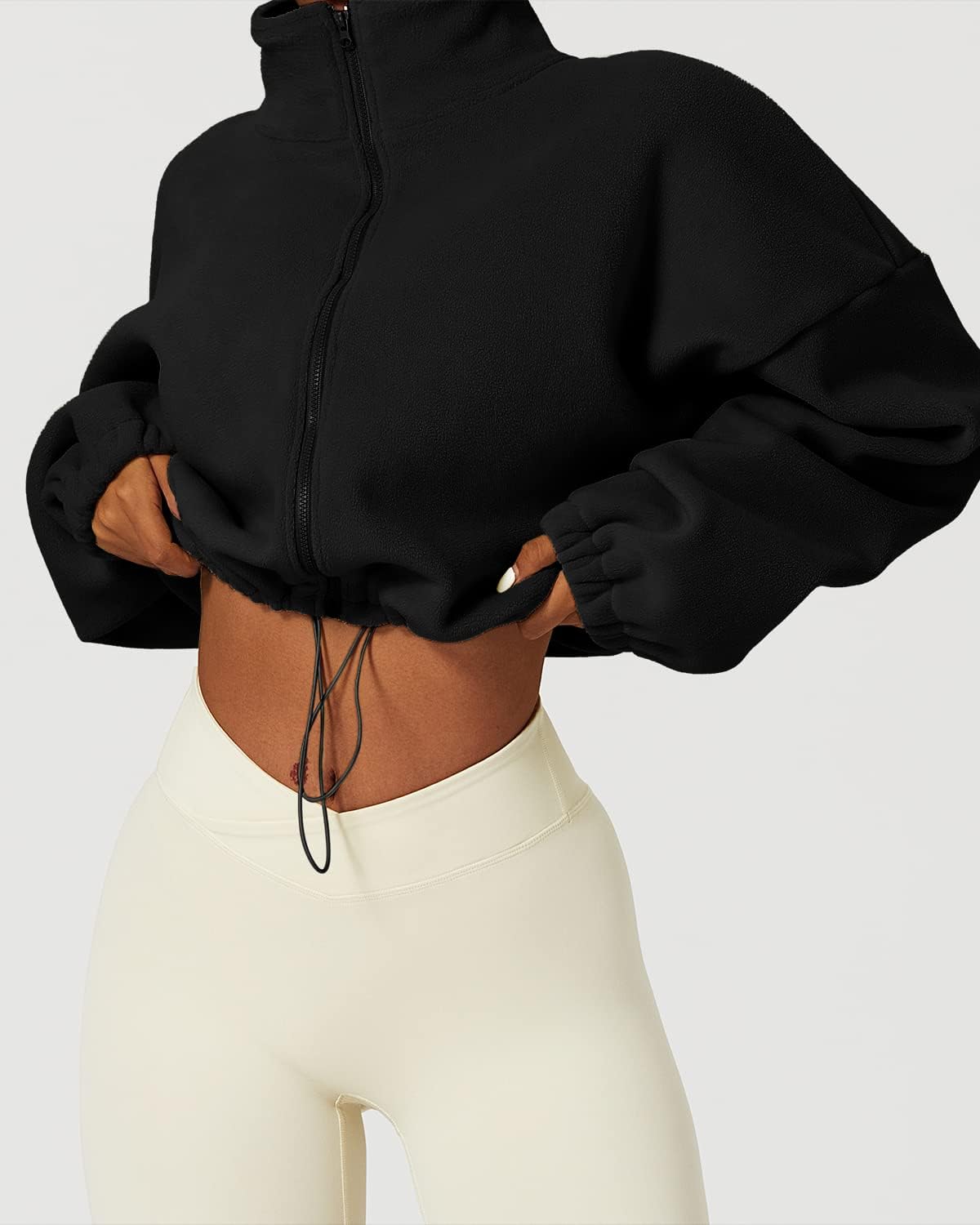 Thumbnail 2 de QINSEN Women's Fleece Crop Jacket Warm Sherpa Coat