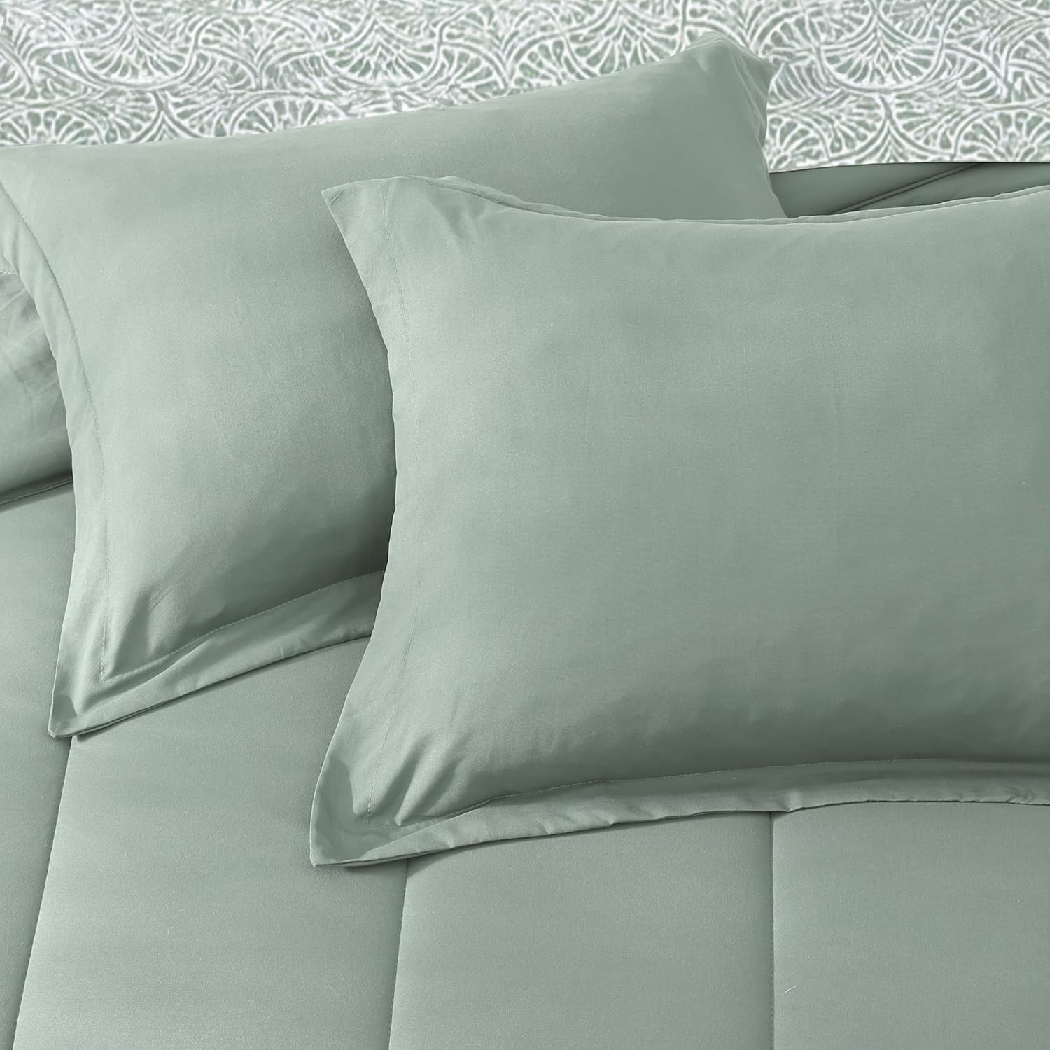 Thumbnail 5 de Monbix Queen Comforter Set - 7 Pieces Sage Green Bed in a Bag