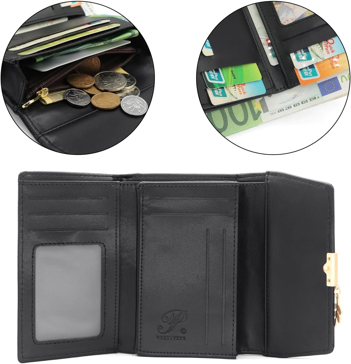 Thumbnail 3 de Reetee Ladies Purse - PU Leather Wallet for Women (M-Black)