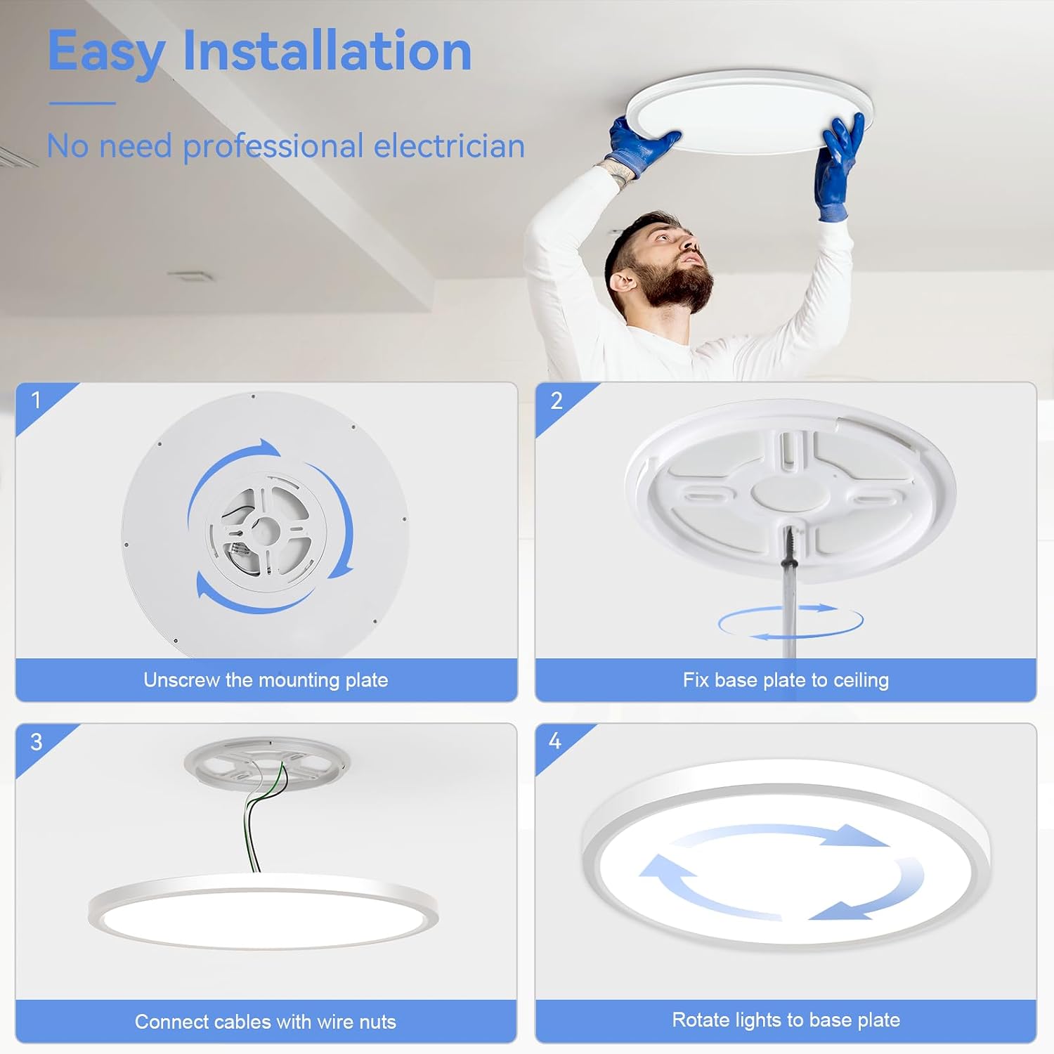 Detalle 2 de hunhun HH-TGXXD-20IN-CA 20-Inch LED Flush Mount Ceiling Light, Dimmable, 2-Pack