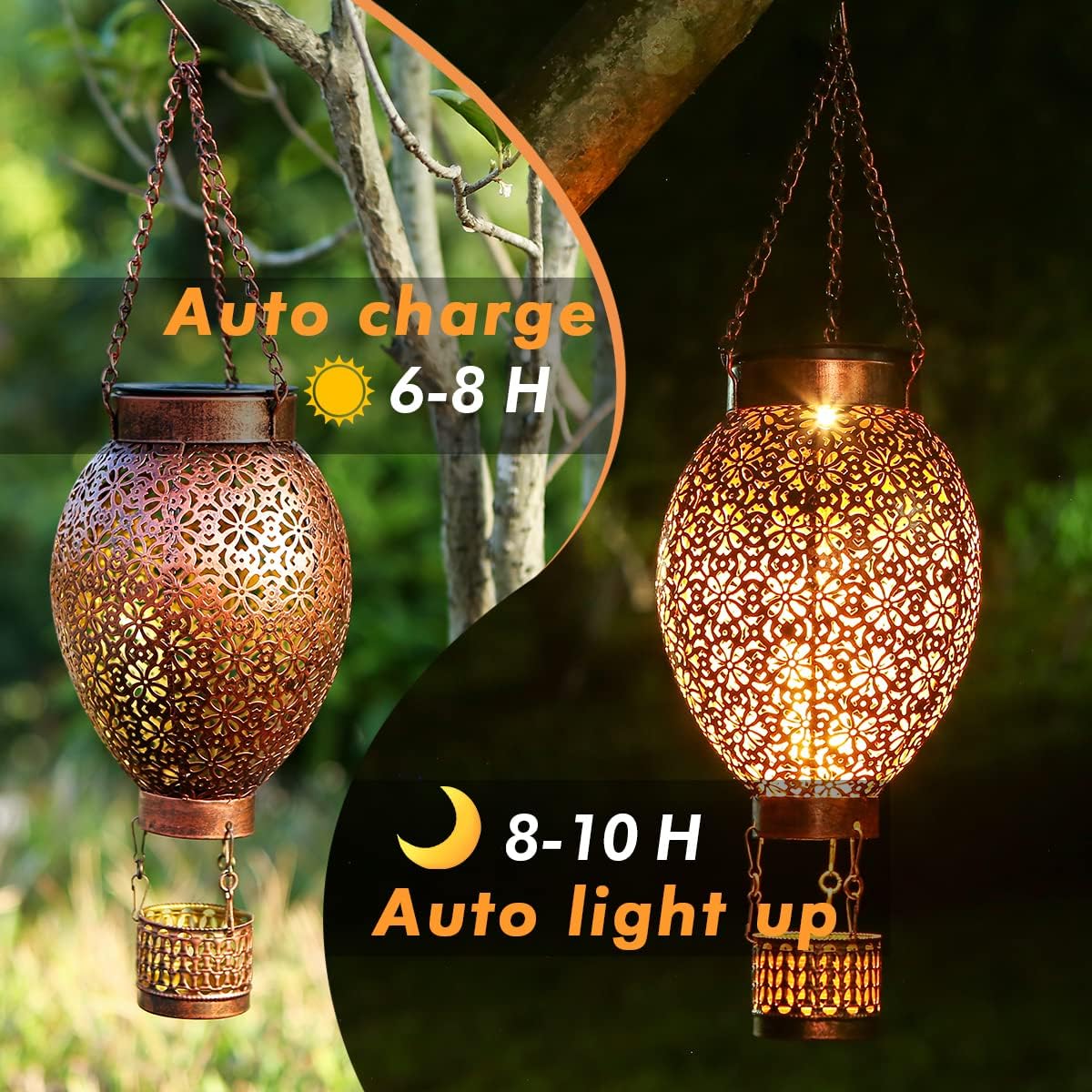 Thumbnail 1 de Solarlaterne Außen JOYCREATOR - Heißluftballon LED Metall-Laterne, IP65 wasserdicht