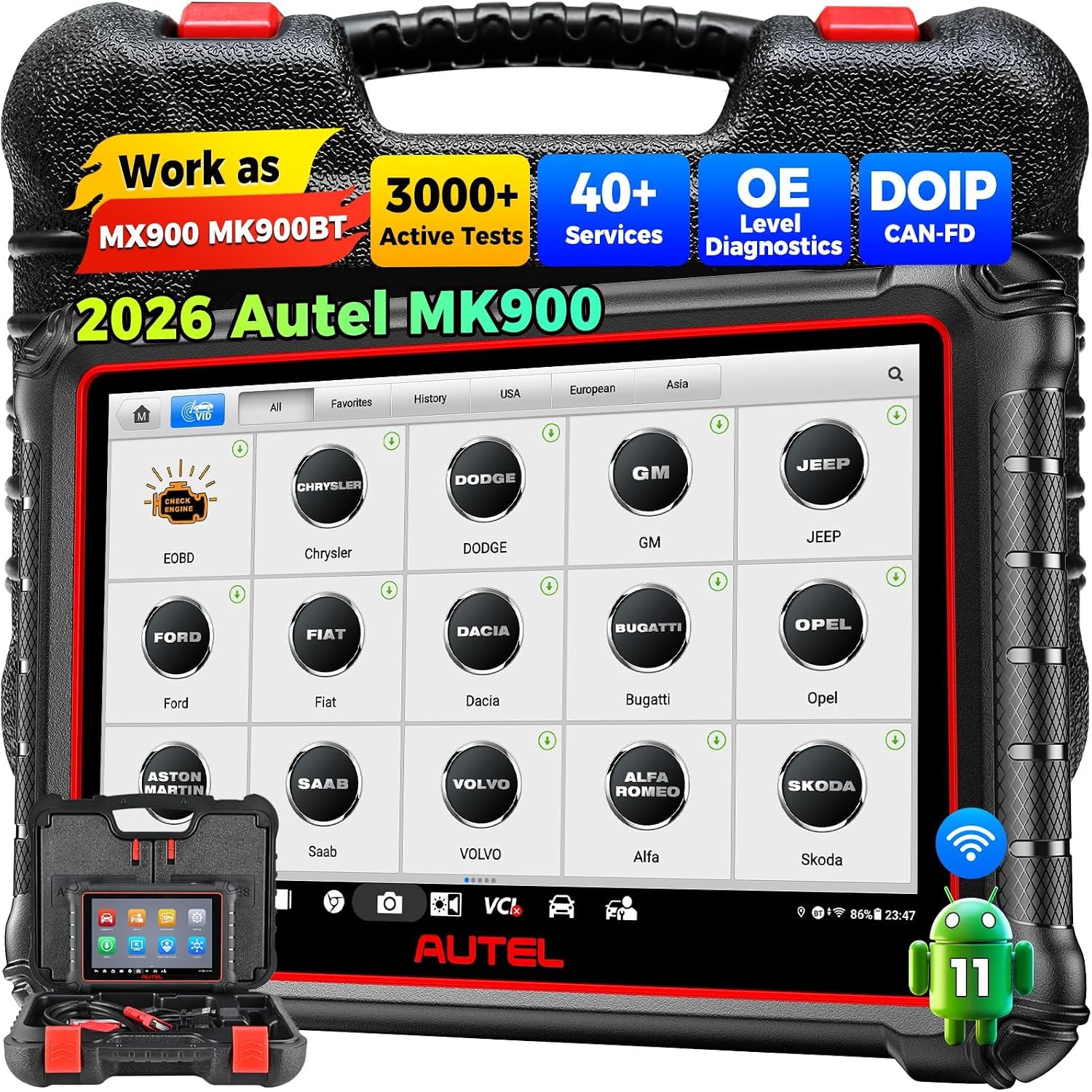 Detalle de Autel MaxiCOM MK900 Bidirectional Diagnostic Scanner with 8-Inch Display, CAN-FD & DoIP
