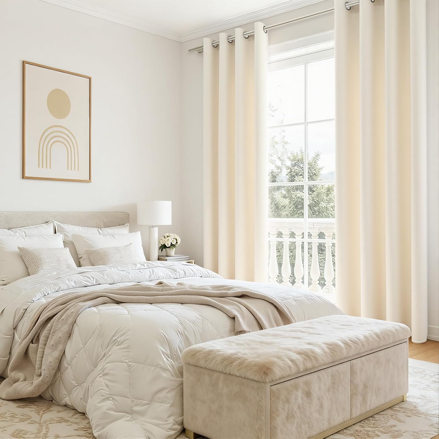 Thumbnail 6 de MRTREES Rideau Occultant Thermique Blanc Crème – 2 panneaux 140 × 245 cm