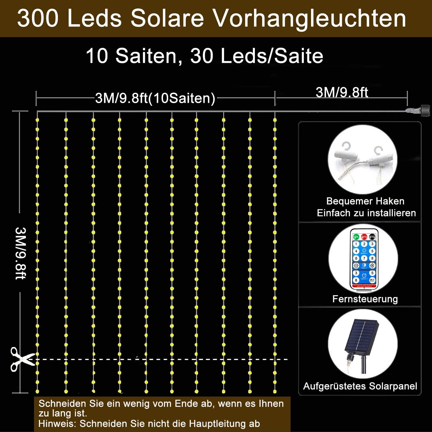 Detalle 2 de Redefun Ghirlanda di luci solari 300 LED 3x3 m