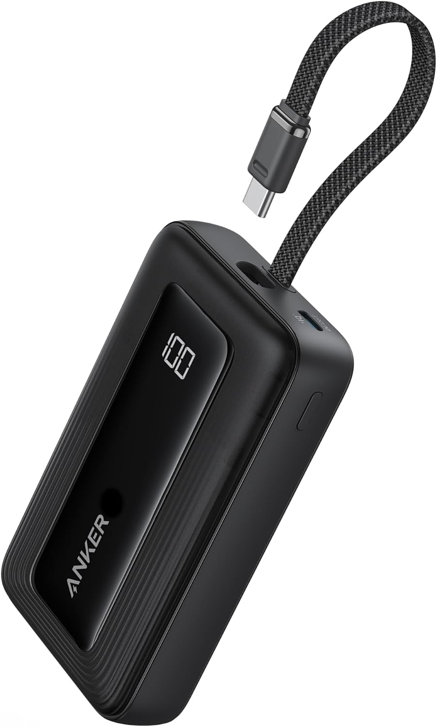 Detalle de Anker Zolo Powerbank 10.000mAh 35W – zwei integrierte USB‑C Kabel, USB‑C & USB‑A Ports