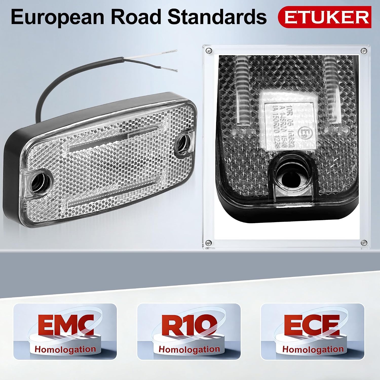 Detalle de ETUKER 2x Front Marker Lights White 12V-24V LED Outline Marker Lamps for Truck, Caravan and More