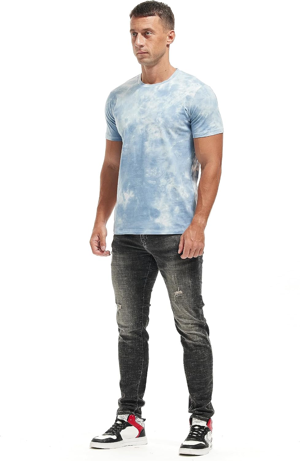 Detalle de RONOMO Herren T-Shirt 95% Baumwolle, 5% Spandex – hautfreundlich, Mikroelastik, UV-beständiger Kunstdruck