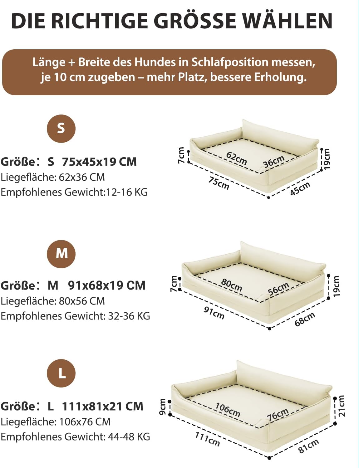 Thumbnail 6 de Favodormir Cuccia per cani da interno in ecopelle impermeabile con schiuma a uovo (taglia piccola) beige
