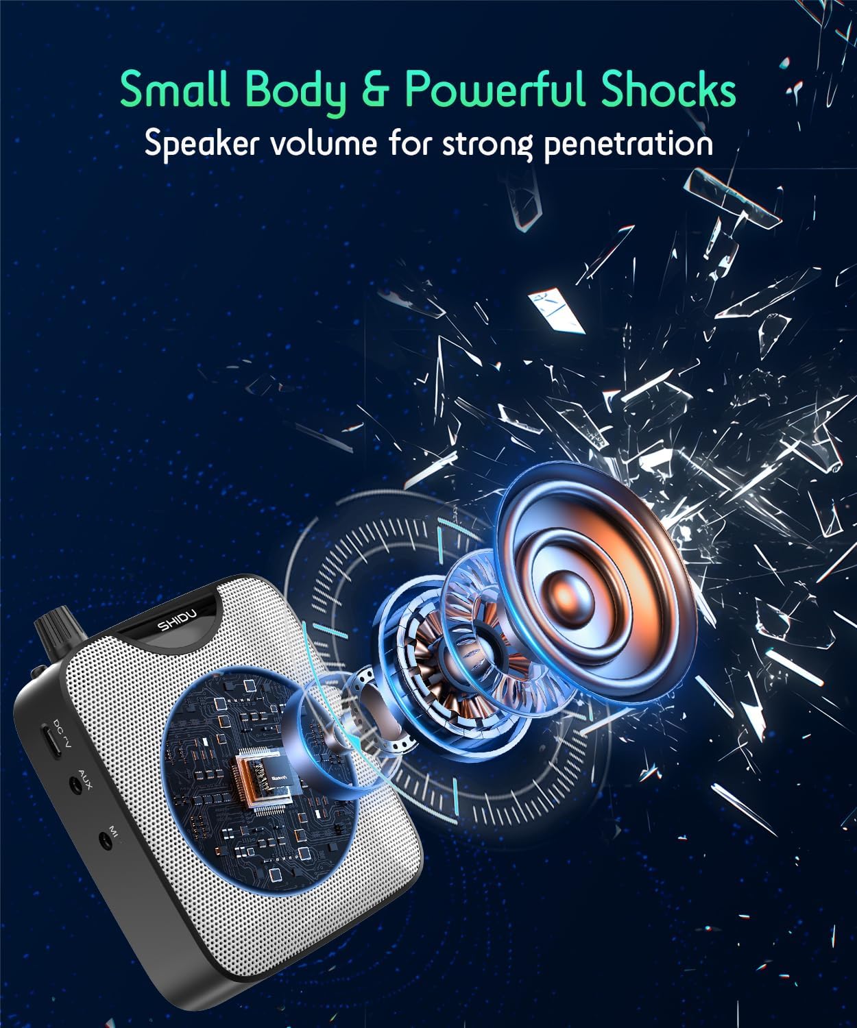 Thumbnail 6 de SHIDU M500-U66-Black 35W Voice Amplifier with Wireless Lavalier Mic