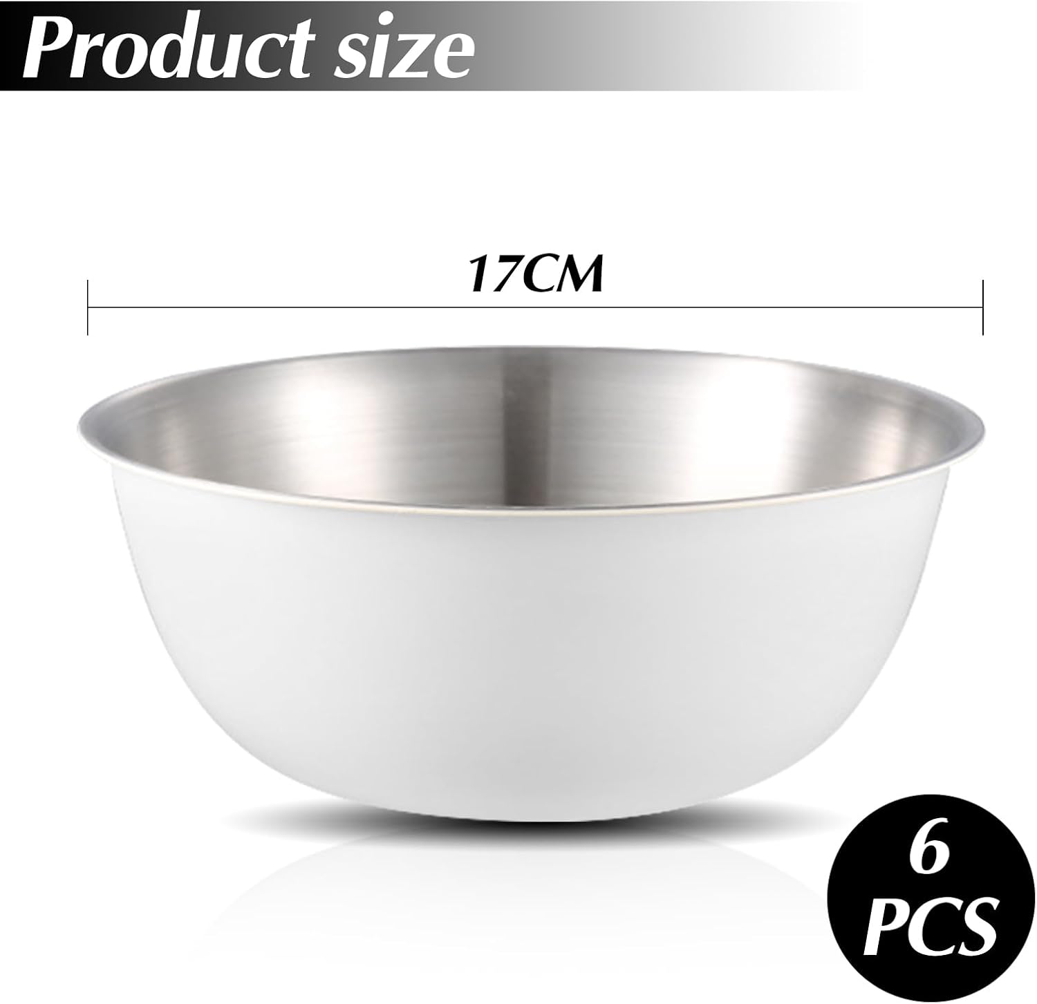 Detalle de Tutamaz Edelstahl-Schüssel-Set (6-teilig), stapelbar, Ø 17 cm – für Salat, Müslis & Dips