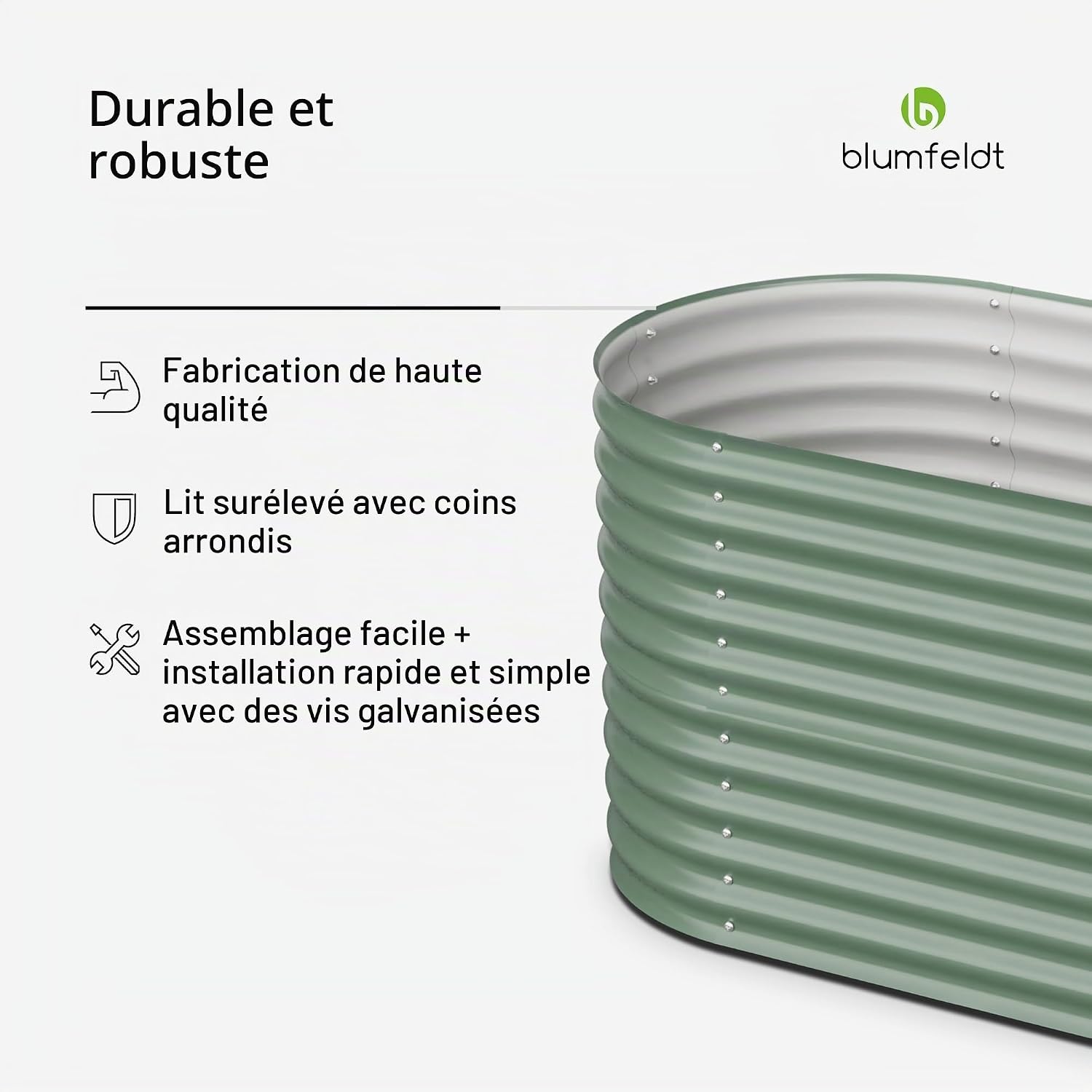 Detalle de blumfeldt High Grow 10046034 verhoogd bloembed, 1.000 l, verzinkt staal