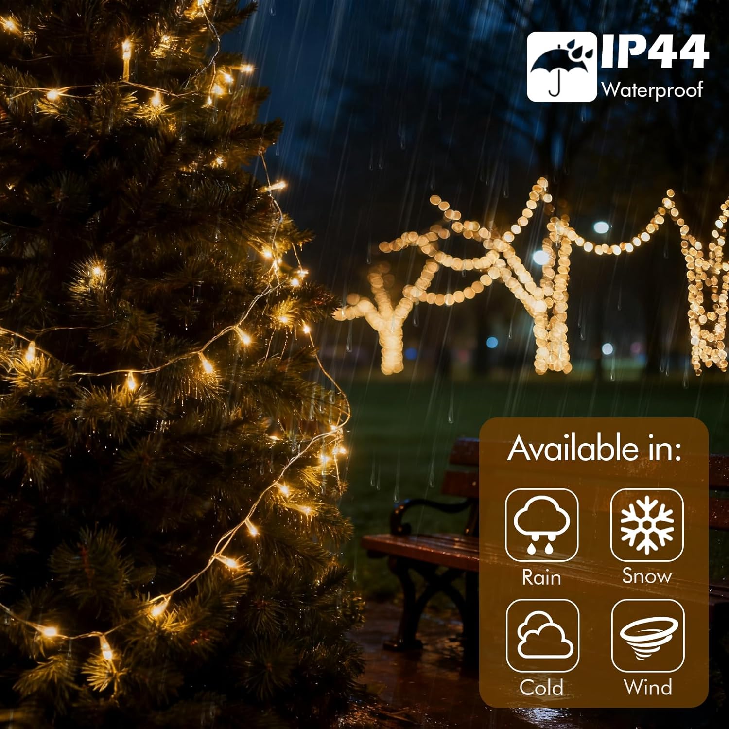 Detalle de MOVEONSTEP Luci Natale Esterno Interno 200LED 22M – Catena Luminosa IP44, 8 Modalità e Memoria