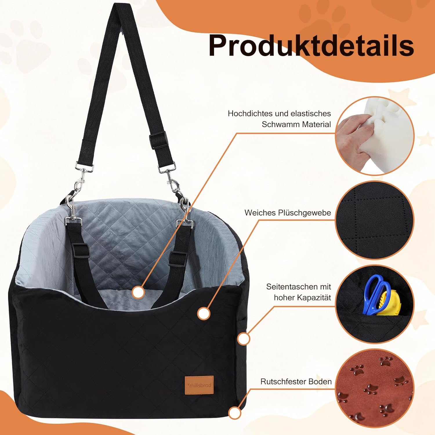 Detalle de Asiento de coche para perros medianos 13,6 kg